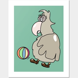 funny bird playing beach ball, for smile Posters and Art